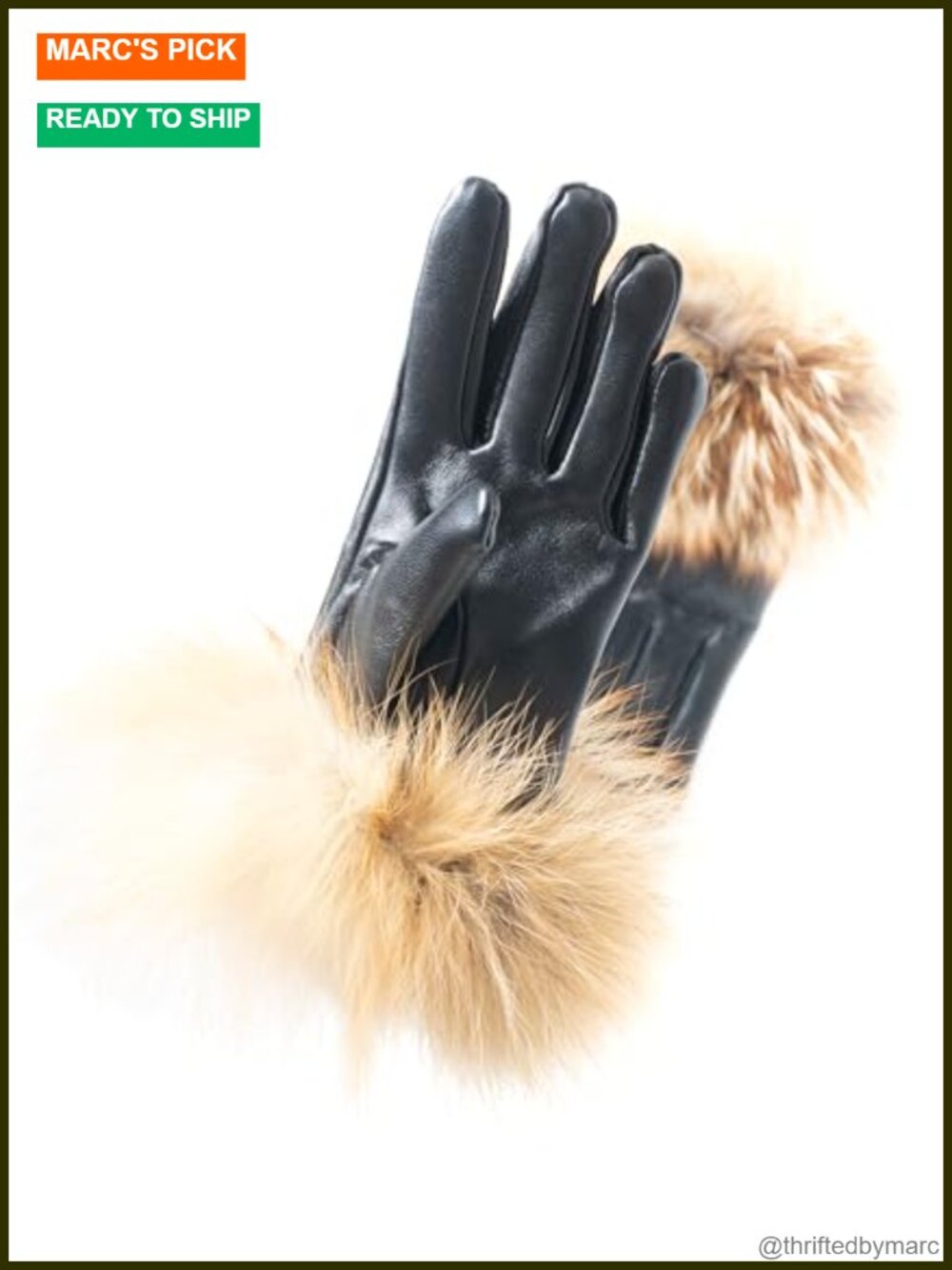 Real Fur Gloves - Lambskin Leather Touchscreen Driving Gloves with Fox Fur Cuff